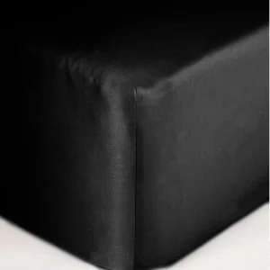 Prześcieradło satynowe czarne z gumką