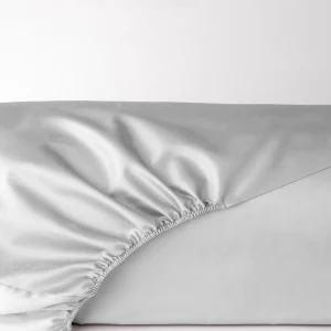 Prześcieradło satynowe szary jasny z gumką