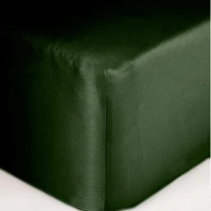 Prześcieradło satynowe butelkowa zieleń boho z gumką