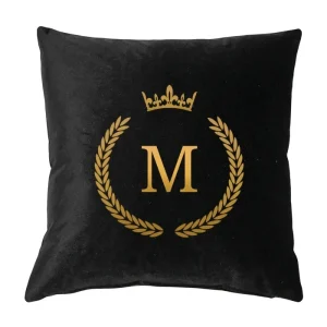 Poduszka VELVET QUEENY z monogramem - Czarny