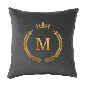 Poduszka VELVET QUEENY z monogramem - Grafit