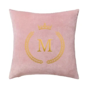 Poduszka VELVET QUEENY z monogramem - Pudrowy róż
