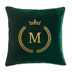 Poduszka VELVET QUEENY z monogramem - Zieleń