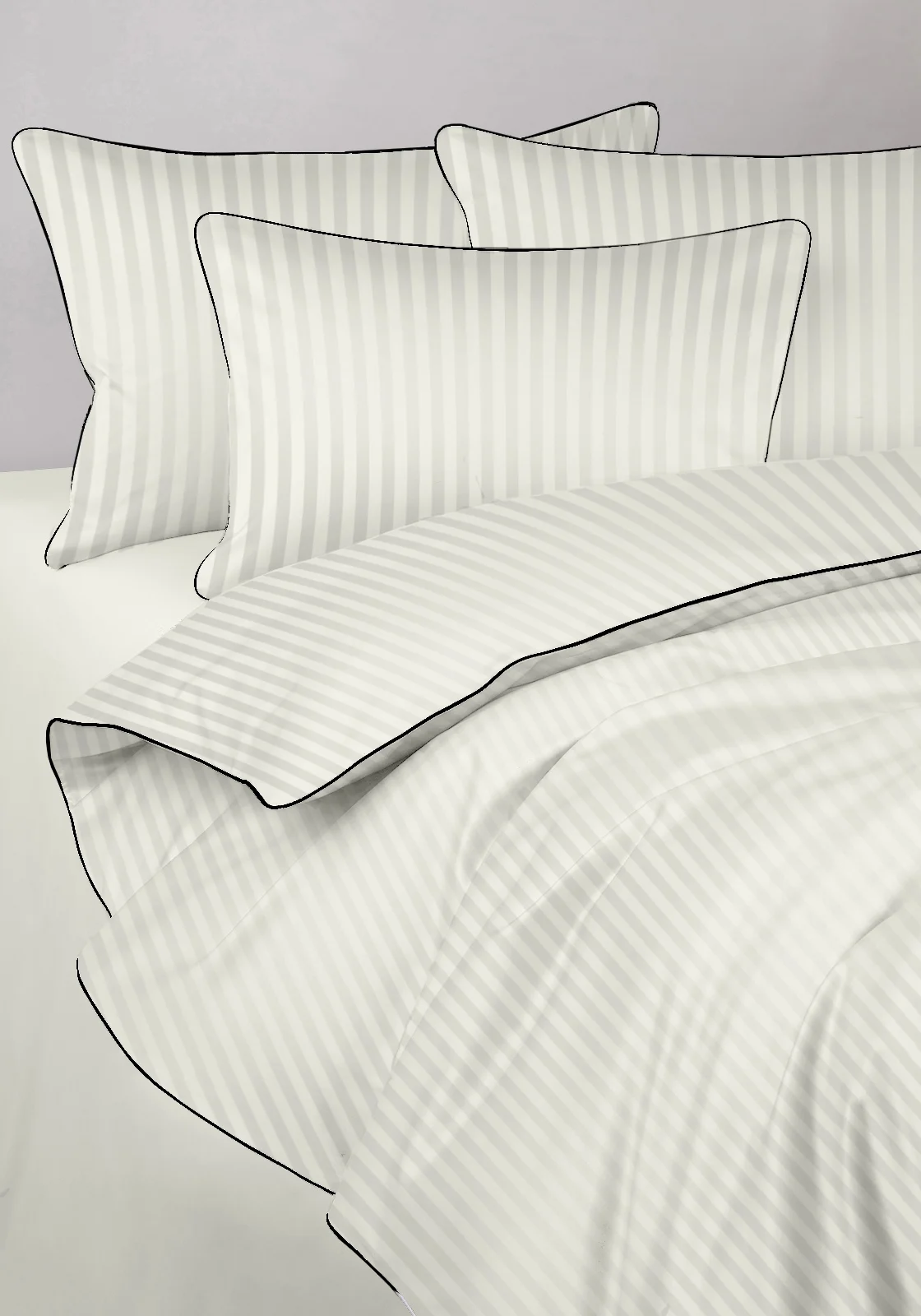 Pościel adamaszkowa SAN ANTONIO – ecru z czarną lamówką