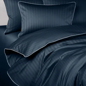 Pościel adamaszkowa SAN ANTONIO – marengo blue z białą lamówką