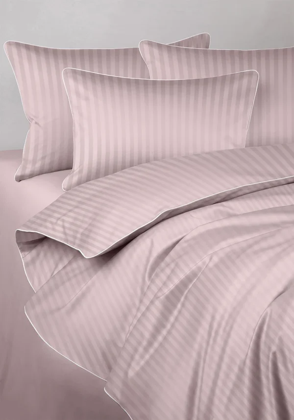 Pościel adamaszkowa SAN ANTONIO – powder pink z białą lamówką