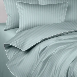 Pościel adamaszkowa SAN ANTONIO – sage mint z białą lamówką