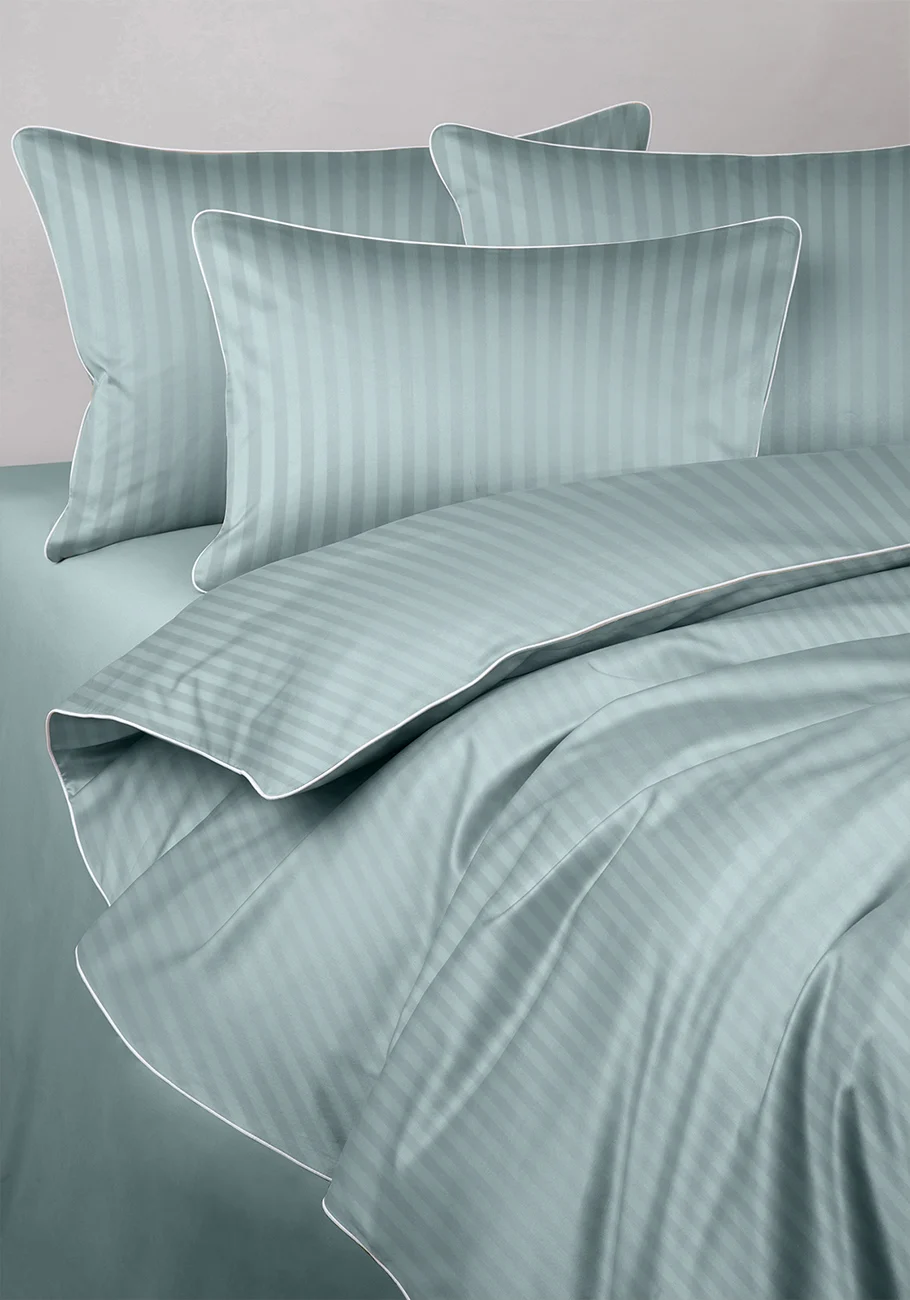 Pościel adamaszkowa SAN ANTONIO – sage mint z białą lamówką