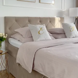 Pościel adamaszkowa SAN ANTONIO – silver rose z białą lamówką