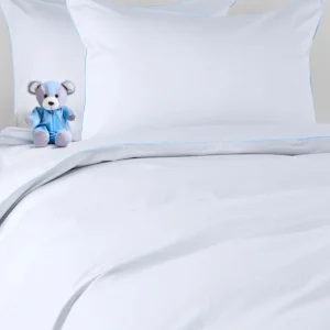 Pościel dziecięca SAN ANTONIO - biała z lamówką baby blue