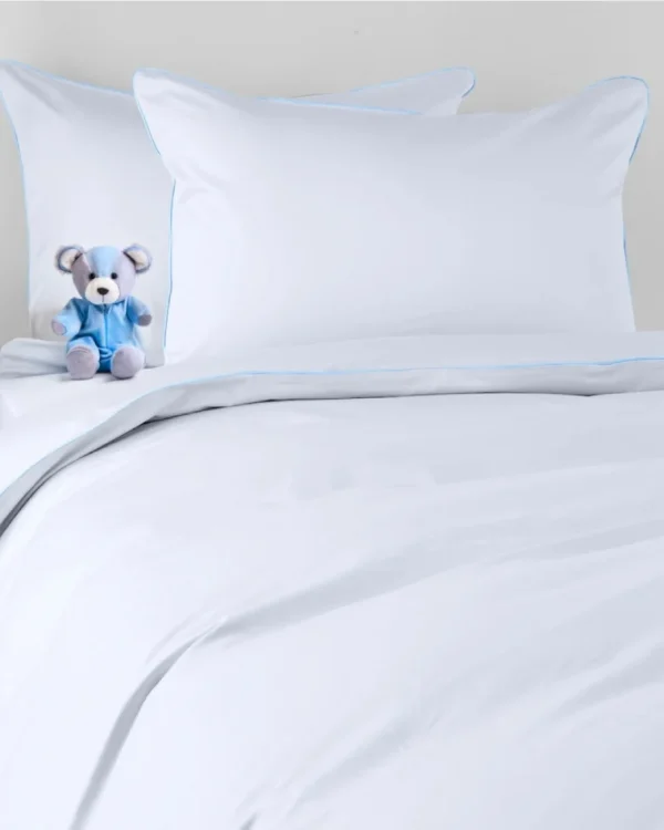 Pościel dziecięca SAN ANTONIO - biała z lamówką baby blue