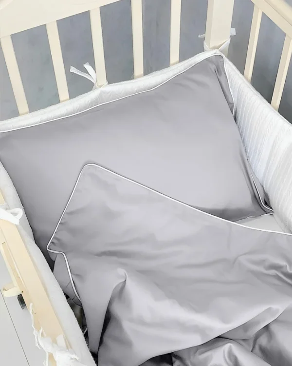 Pościel dziecięca SAN ANTONIO - szary jasny z białą lamówką