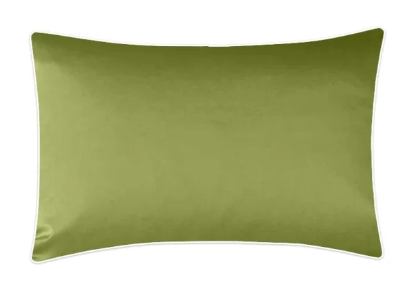 Poszewka satynowa SAN ANTONIO oliwkowy z białą lamówką