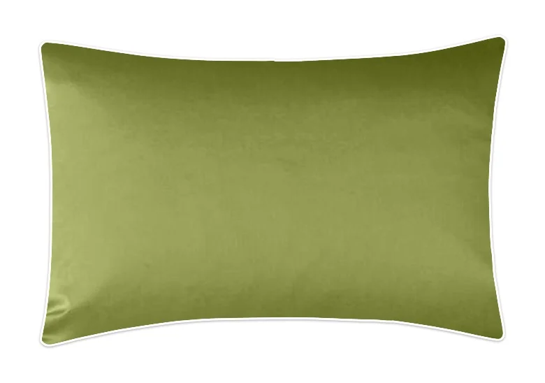 Poszewka satynowa SAN ANTONIO oliwkowy z białą lamówką