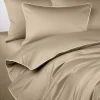 Pościel satynowa SAN ANTONIO - sandy beige z białą lamówką