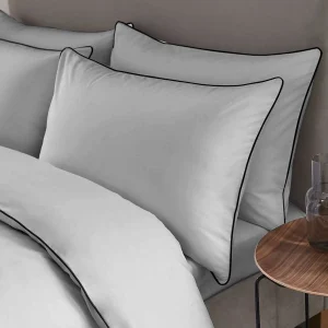 Pościel SAN ANTONIO - srebrna z czarną lamówką