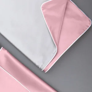 Pościel SAN ANTONIO DUO - szary jasny/flamingo pink z białą lamówką