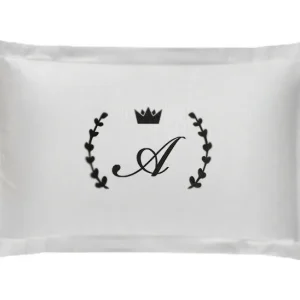 Poszewka SATYNA LAUR z inicjałem - biała