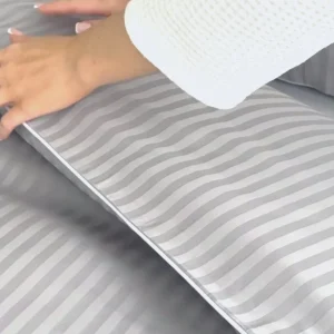 Pościel adamaszkowa SAN ANTONIO – szary jasny z białą lamówką