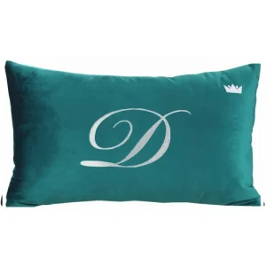 Poduszka prostokąt VELVET IMPERIAL z monogramem - Turkus
