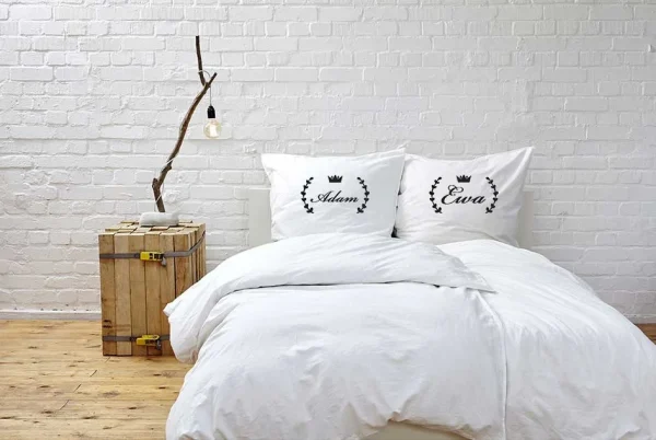 Komplet pościeli bawełna perkal z haftowanymi imionami