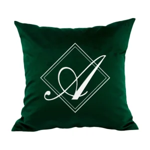 Poduszka VELVET BONNY z monogramem - Zieleń